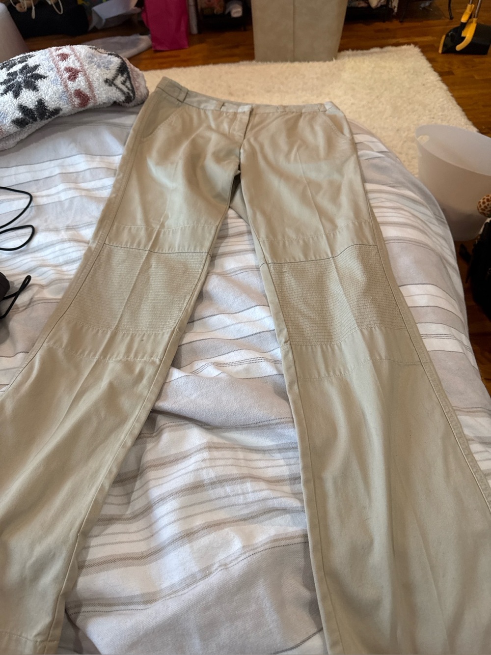 BCBGMaxAzria Khaki Cotton Straight-Leg Pants